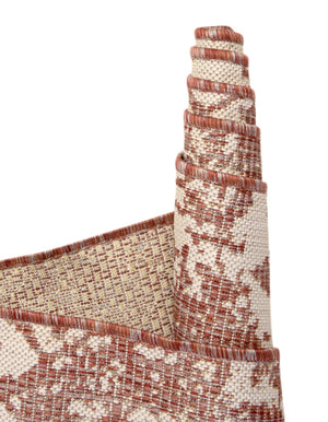 Rust Red 6' 1 x 6' 1 Outdoor Bohemian Round Area Rug Weather Resistant for Patio, Deck, Terrace, Balcony, Porch 100% Polypropylene Boho Carpet Mat for Sale at Rug Engine