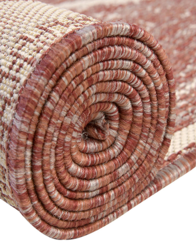 Rust Red 6' 1 x 6' 1 Outdoor Bohemian Round Area Rug Weather Resistant for Patio, Deck, Terrace, Balcony, Porch 100% Polypropylene Boho Carpet Mat for Sale at Rug Engine