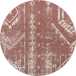 Rust Red 10' 8 x 10' 8 Outdoor Bohemian Round Area Rug Weather Resistant for Patio, Deck, Terrace, Balcony, Porch 100% Polypropylene Boho Carpet Mat for Sale at Rug Engine