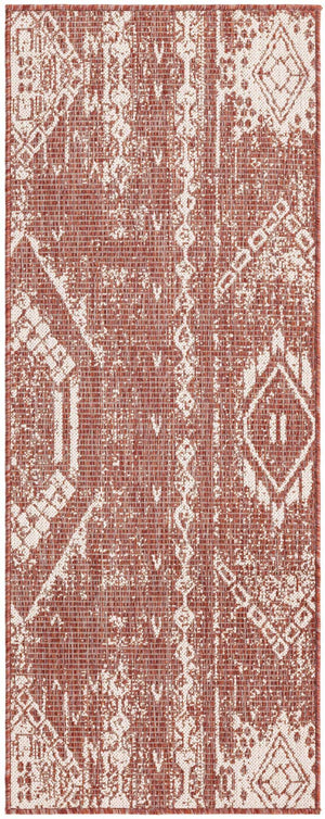 Rust Red 2' x 5' 3 Outdoor Bohemian Runner Area Rug Weather Resistant for Patio, Deck, Terrace, Balcony, Porch 100% Polypropylene Boho Carpet Mat for Sale at Rug Engine