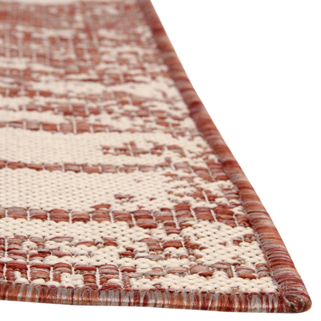 Rust Red 2' 7 x 12' Outdoor Bohemian Runner Area Rug Weather Resistant for Patio, Deck, Terrace, Balcony, Porch 100% Polypropylene Boho Carpet Mat for Sale at Rug Engine