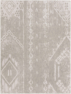 Gray 9' x 12' Outdoor Bohemian Rectangle Area Rug Weather Resistant for Patio, Deck, Terrace, Balcony, Porch 100% Polypropylene Boho Carpet Mat for Sale at Rug Engine