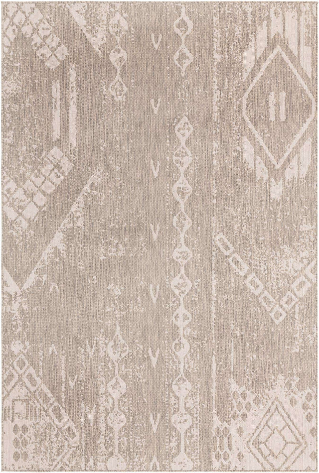 Gray 6' 1 x 9' Outdoor Bohemian Rectangle Area Rug Weather Resistant for Patio, Deck, Terrace, Balcony, Porch 100% Polypropylene Boho Carpet Mat for Sale at Rug Engine