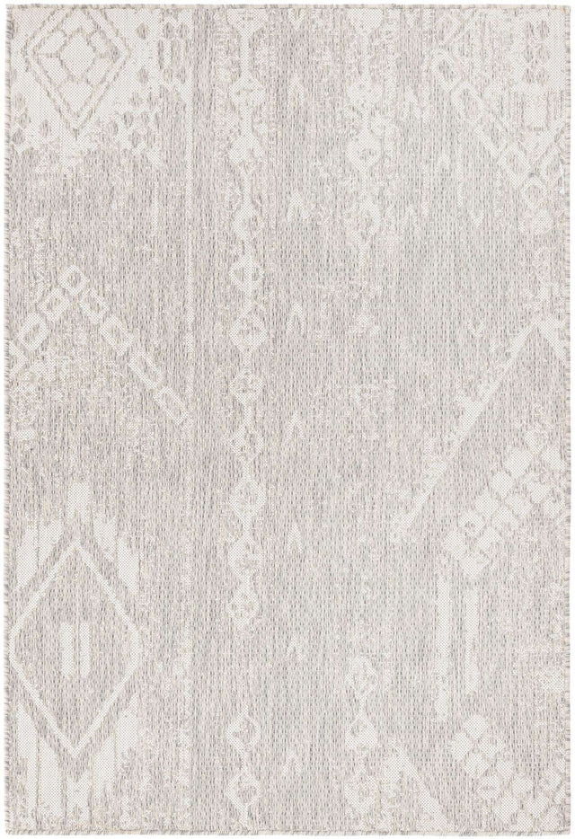 Gray 4' 1 x 6' 1 Outdoor Bohemian Rectangle Area Rug Weather Resistant for Patio, Deck, Terrace, Balcony, Porch 100% Polypropylene Boho Carpet Mat for Sale at Rug Engine