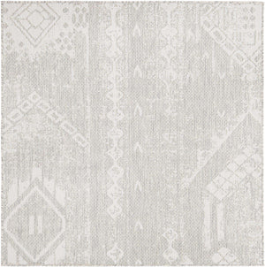 Gray 5' 3 x 5' 3 Outdoor Bohemian Square Area Rug Weather Resistant for Patio, Deck, Terrace, Balcony, Porch 100% Polypropylene Boho Carpet Mat for Sale at Rug Engine