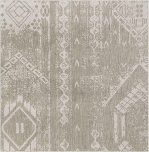Gray 10' 8 x 10' 8 Outdoor Bohemian Square Area Rug Weather Resistant for Patio, Deck, Terrace, Balcony, Porch 100% Polypropylene Boho Carpet Mat for Sale at Rug Engine