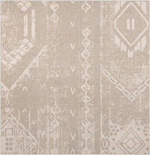 Gray 13' 1 x 13' 1 Outdoor Bohemian Square Area Rug Weather Resistant for Patio, Deck, Terrace, Balcony, Porch 100% Polypropylene Boho Carpet Mat for Sale at Rug Engine