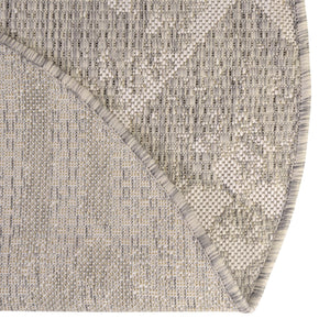 Gray 13' 1 x 13' 1 Outdoor Bohemian Round Area Rug Weather Resistant for Patio, Deck, Terrace, Balcony, Porch 100% Polypropylene Boho Carpet Mat for Sale at Rug Engine