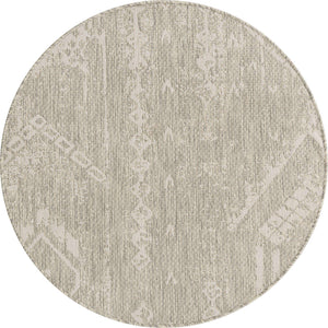 Gray 4' 1 x 4' 1 Outdoor Bohemian Round Area Rug Weather Resistant for Patio, Deck, Terrace, Balcony, Porch 100% Polypropylene Boho Carpet Mat for Sale at Rug Engine