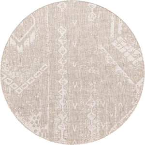 Gray 6' 1 x 6' 1 Outdoor Bohemian Round Area Rug Weather Resistant for Patio, Deck, Terrace, Balcony, Porch 100% Polypropylene Boho Carpet Mat for Sale at Rug Engine