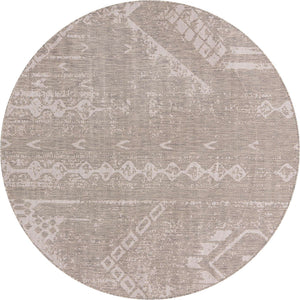 Gray 7' 10 x 7' 10 Outdoor Bohemian Round Area Rug Weather Resistant for Patio, Deck, Terrace, Balcony, Porch 100% Polypropylene Boho Carpet Mat for Sale at Rug Engine