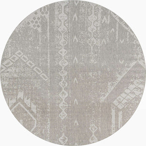 Gray 10' 8 x 10' 8 Outdoor Bohemian Round Area Rug Weather Resistant for Patio, Deck, Terrace, Balcony, Porch 100% Polypropylene Boho Carpet Mat for Sale at Rug Engine