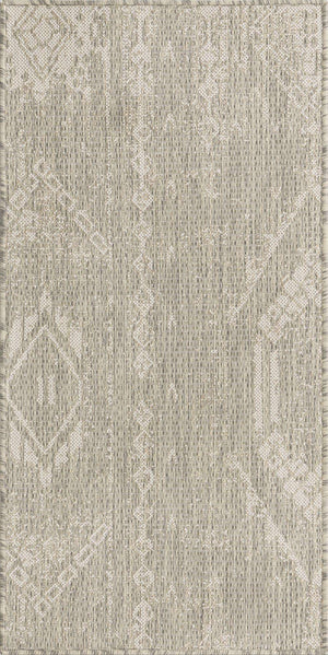 Gray 2' x 4' 1 Outdoor Bohemian Runner Area Rug Weather Resistant for Patio, Deck, Terrace, Balcony, Porch 100% Polypropylene Boho Carpet Mat for Sale at Rug Engine