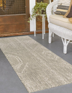 Gray 2' x 6' 1 Outdoor Bohemian Runner Area Rug Weather Resistant for Patio, Deck, Terrace, Balcony, Porch 100% Polypropylene Boho Carpet Mat for Sale at Rug Engine