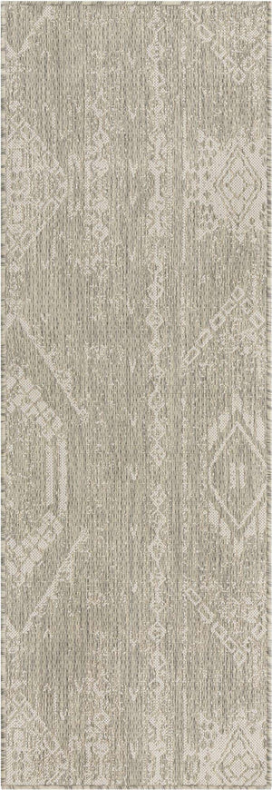 Gray 2' x 6' 1 Outdoor Bohemian Runner Area Rug Weather Resistant for Patio, Deck, Terrace, Balcony, Porch 100% Polypropylene Boho Carpet Mat for Sale at Rug Engine