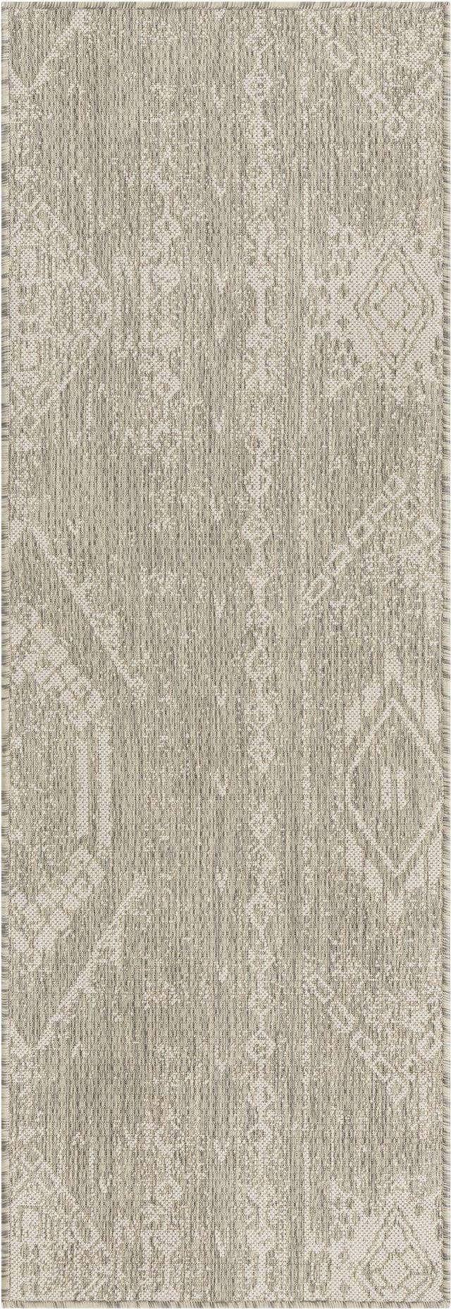 Gray 2' x 6' 1 Outdoor Bohemian Runner Area Rug Weather Resistant for Patio, Deck, Terrace, Balcony, Porch 100% Polypropylene Boho Carpet Mat for Sale at Rug Engine