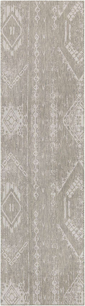 Gray 2' 7 x 12' Outdoor Bohemian Runner Area Rug Weather Resistant for Patio, Deck, Terrace, Balcony, Porch 100% Polypropylene Boho Carpet Mat for Sale at Rug Engine