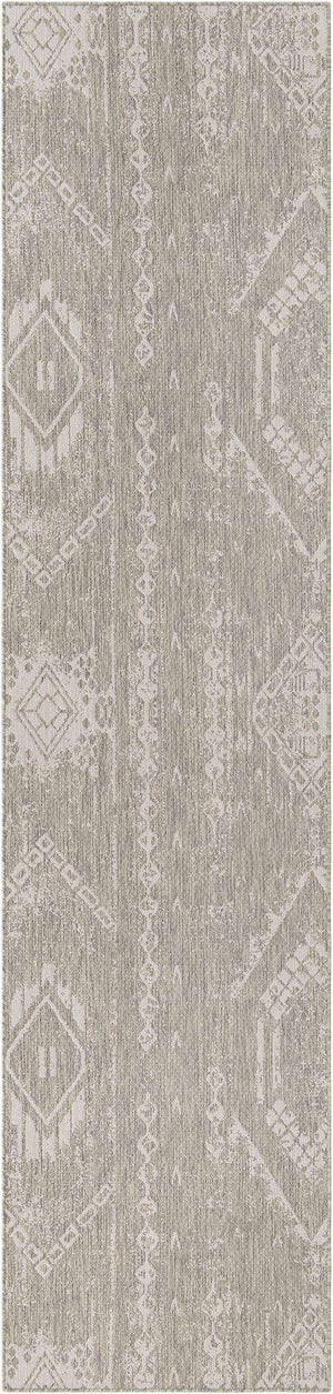 Gray 3' 3 x 14' 1 Outdoor Bohemian Runner Area Rug Weather Resistant for Patio, Deck, Terrace, Balcony, Porch 100% Polypropylene Boho Carpet Mat for Sale at Rug Engine