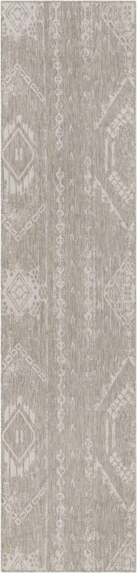 Gray 3' 3 x 14' 1 Outdoor Bohemian Runner Area Rug Weather Resistant for Patio, Deck, Terrace, Balcony, Porch 100% Polypropylene Boho Carpet Mat for Sale at Rug Engine
