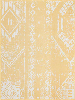 Yellow 9' x 12' Outdoor Bohemian Rectangle Area Rug Weather Resistant for Patio, Deck, Terrace, Balcony, Porch 100% Polypropylene Boho Carpet Mat for Sale at Rug Engine