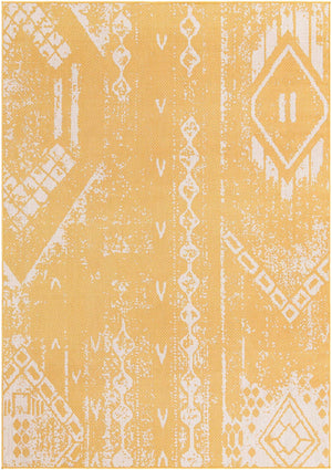 Yellow 7' 1 x 10' Outdoor Bohemian Rectangle Area Rug Weather Resistant for Patio, Deck, Terrace, Balcony, Porch 100% Polypropylene Boho Carpet Mat for Sale at Rug Engine