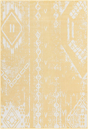 Yellow 6' 1 x 9' Outdoor Bohemian Rectangle Area Rug Weather Resistant for Patio, Deck, Terrace, Balcony, Porch 100% Polypropylene Boho Carpet Mat for Sale at Rug Engine