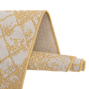Yellow 9' x 12' Outdoor Bohemian Rectangle Area Rug Weather Resistant for Patio, Deck, Terrace, Balcony, Porch 100% Polypropylene Boho Carpet Mat for Sale at Rug Engine