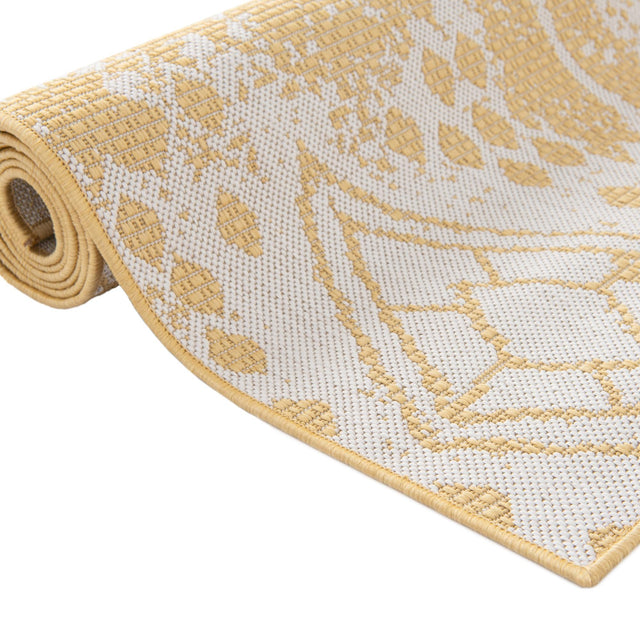 Yellow 7' 1 x 10' Outdoor Bohemian Rectangle Area Rug Weather Resistant for Patio, Deck, Terrace, Balcony, Porch 100% Polypropylene Boho Carpet Mat for Sale at Rug Engine