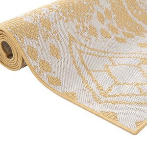 Yellow 7' 10 x 10' Outdoor Bohemian Rectangle Area Rug Weather Resistant for Patio, Deck, Terrace, Balcony, Porch 100% Polypropylene Boho Carpet Mat for Sale at Rug Engine