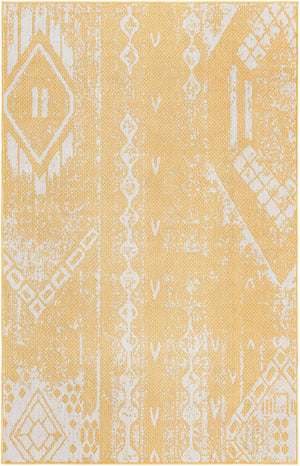 Yellow 5' 3 x 8' Outdoor Bohemian Rectangle Area Rug Weather Resistant for Patio, Deck, Terrace, Balcony, Porch 100% Polypropylene Boho Carpet Mat for Sale at Rug Engine