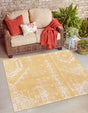 Yellow 5' 3 x 5' 3 Outdoor Bohemian Square Area Rug Weather Resistant for Patio, Deck, Terrace, Balcony, Porch 100% Polypropylene Boho Carpet Mat for Sale at Rug Engine