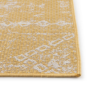 Yellow 10' 8 x 10' 8 Outdoor Bohemian Square Area Rug Weather Resistant for Patio, Deck, Terrace, Balcony, Porch 100% Polypropylene Boho Carpet Mat for Sale at Rug Engine