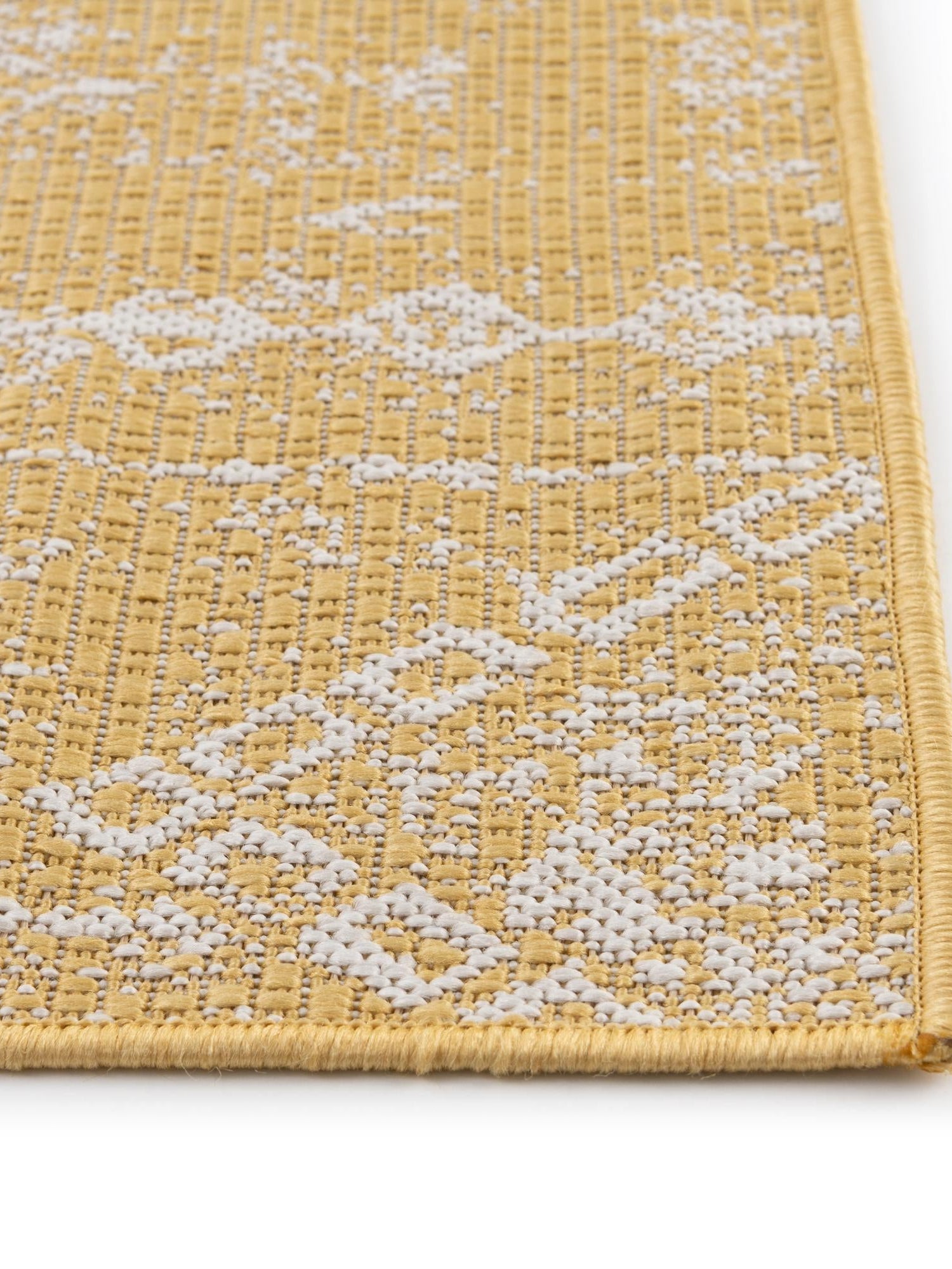 Yellow 5' 3 x 5' 3 Outdoor Bohemian Square Area Rug Weather Resistant for Patio, Deck, Terrace, Balcony, Porch 100% Polypropylene Boho Carpet Mat for Sale at Rug Engine