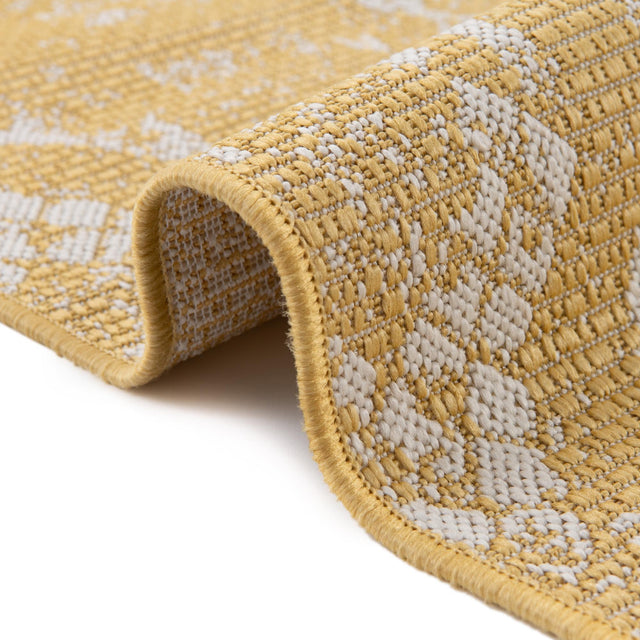 Yellow 10' 8 x 10' 8 Outdoor Bohemian Square Area Rug Weather Resistant for Patio, Deck, Terrace, Balcony, Porch 100% Polypropylene Boho Carpet Mat for Sale at Rug Engine