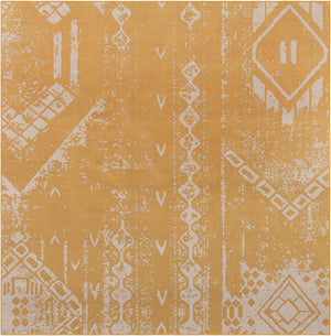Yellow 10' 8 x 10' 8 Outdoor Bohemian Square Area Rug Weather Resistant for Patio, Deck, Terrace, Balcony, Porch 100% Polypropylene Boho Carpet Mat for Sale at Rug Engine
