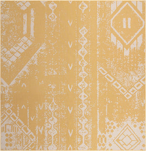 Yellow 13' 1 x 13' 1 Outdoor Bohemian Square Area Rug Weather Resistant for Patio, Deck, Terrace, Balcony, Porch 100% Polypropylene Boho Carpet Mat for Sale at Rug Engine