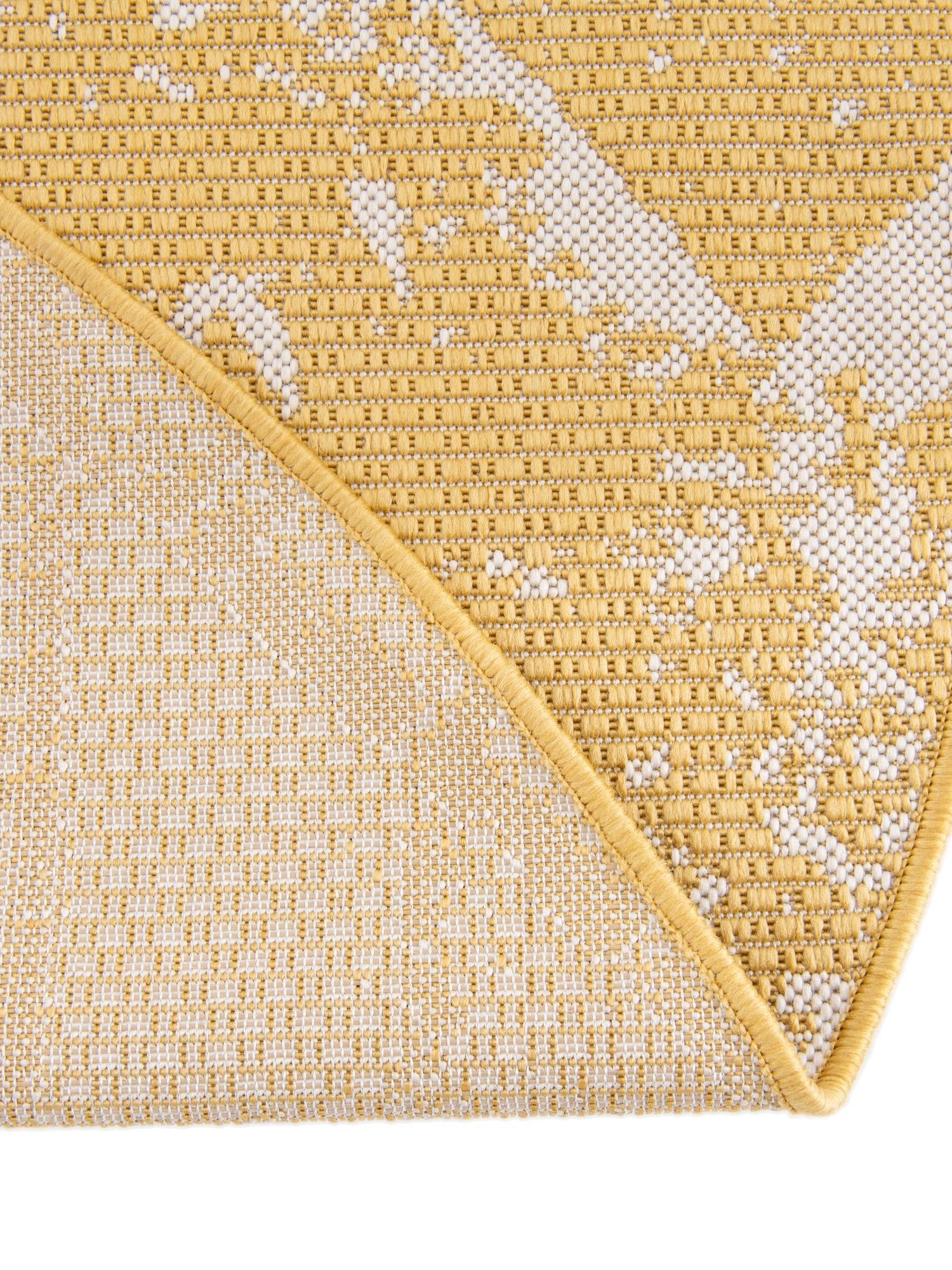 Yellow 7' 10 x 7' 10 Outdoor Bohemian Round Area Rug Weather Resistant for Patio, Deck, Terrace, Balcony, Porch 100% Polypropylene Boho Carpet Mat for Sale at Rug Engine