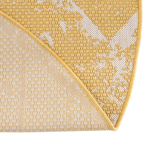 Yellow 6' 1 x 6' 1 Outdoor Bohemian Round Area Rug Weather Resistant for Patio, Deck, Terrace, Balcony, Porch 100% Polypropylene Boho Carpet Mat for Sale at Rug Engine