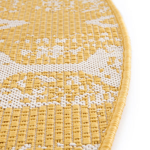 Yellow 10' 8 x 10' 8 Outdoor Bohemian Round Area Rug Weather Resistant for Patio, Deck, Terrace, Balcony, Porch 100% Polypropylene Boho Carpet Mat for Sale at Rug Engine