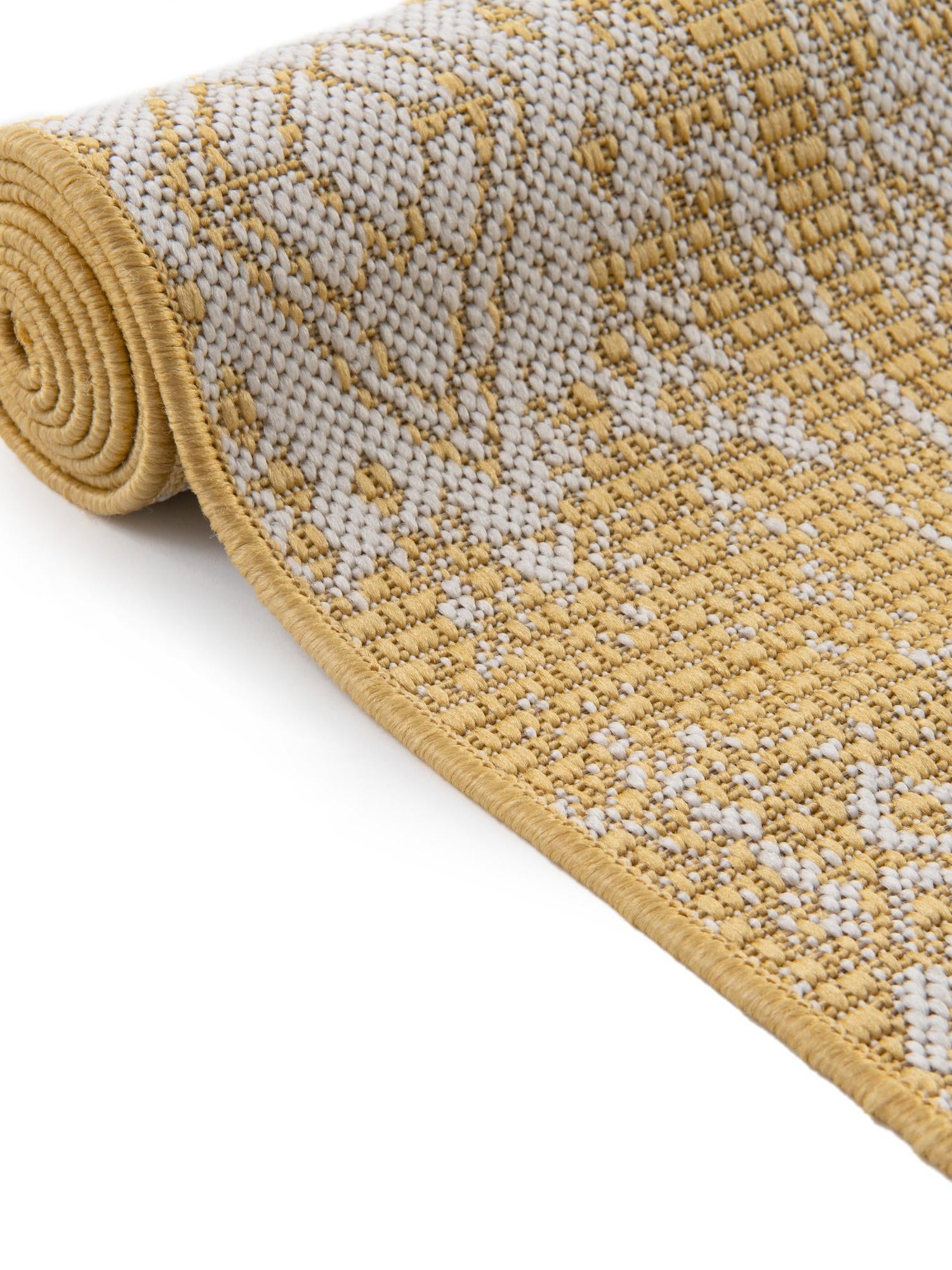 Yellow 13' 1 x 13' 1 Outdoor Bohemian Round Area Rug Weather Resistant for Patio, Deck, Terrace, Balcony, Porch 100% Polypropylene Boho Carpet Mat for Sale at Rug Engine