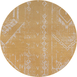 Yellow 10' 8 x 10' 8 Outdoor Bohemian Round Area Rug Weather Resistant for Patio, Deck, Terrace, Balcony, Porch 100% Polypropylene Boho Carpet Mat for Sale at Rug Engine