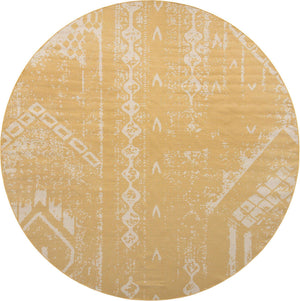 Yellow 13' 1 x 13' 1 Outdoor Bohemian Round Area Rug Weather Resistant for Patio, Deck, Terrace, Balcony, Porch 100% Polypropylene Boho Carpet Mat for Sale at Rug Engine