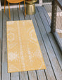 Yellow 2' 7 x 8' Outdoor Bohemian Runner Area Rug Weather Resistant for Patio, Deck, Terrace, Balcony, Porch 100% Polypropylene Boho Carpet Mat for Sale at Rug Engine