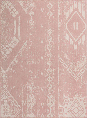 Pink 10' x 13' 1 Outdoor Bohemian Rectangle Area Rug Weather Resistant for Patio, Deck, Terrace, Balcony, Porch 100% Polypropylene Boho Carpet Mat for Sale at Rug Engine