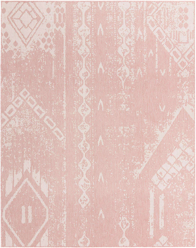 Pink 7' 10 x 10' Outdoor Bohemian Rectangle Area Rug Weather Resistant for Patio, Deck, Terrace, Balcony, Porch 100% Polypropylene Boho Carpet Mat for Sale at Rug Engine