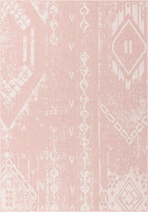 Pink 6' 1 x 9' Outdoor Bohemian Rectangle Area Rug Weather Resistant for Patio, Deck, Terrace, Balcony, Porch 100% Polypropylene Boho Carpet Mat for Sale at Rug Engine