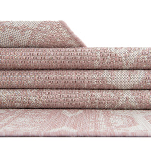 Pink 5' 3 x 8' Outdoor Bohemian Rectangle Area Rug Weather Resistant for Patio, Deck, Terrace, Balcony, Porch 100% Polypropylene Boho Carpet Mat for Sale at Rug Engine