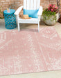 Pink 13' 1 x 13' 1 Outdoor Bohemian Square Area Rug Weather Resistant for Patio, Deck, Terrace, Balcony, Porch 100% Polypropylene Boho Carpet Mat for Sale at Rug Engine