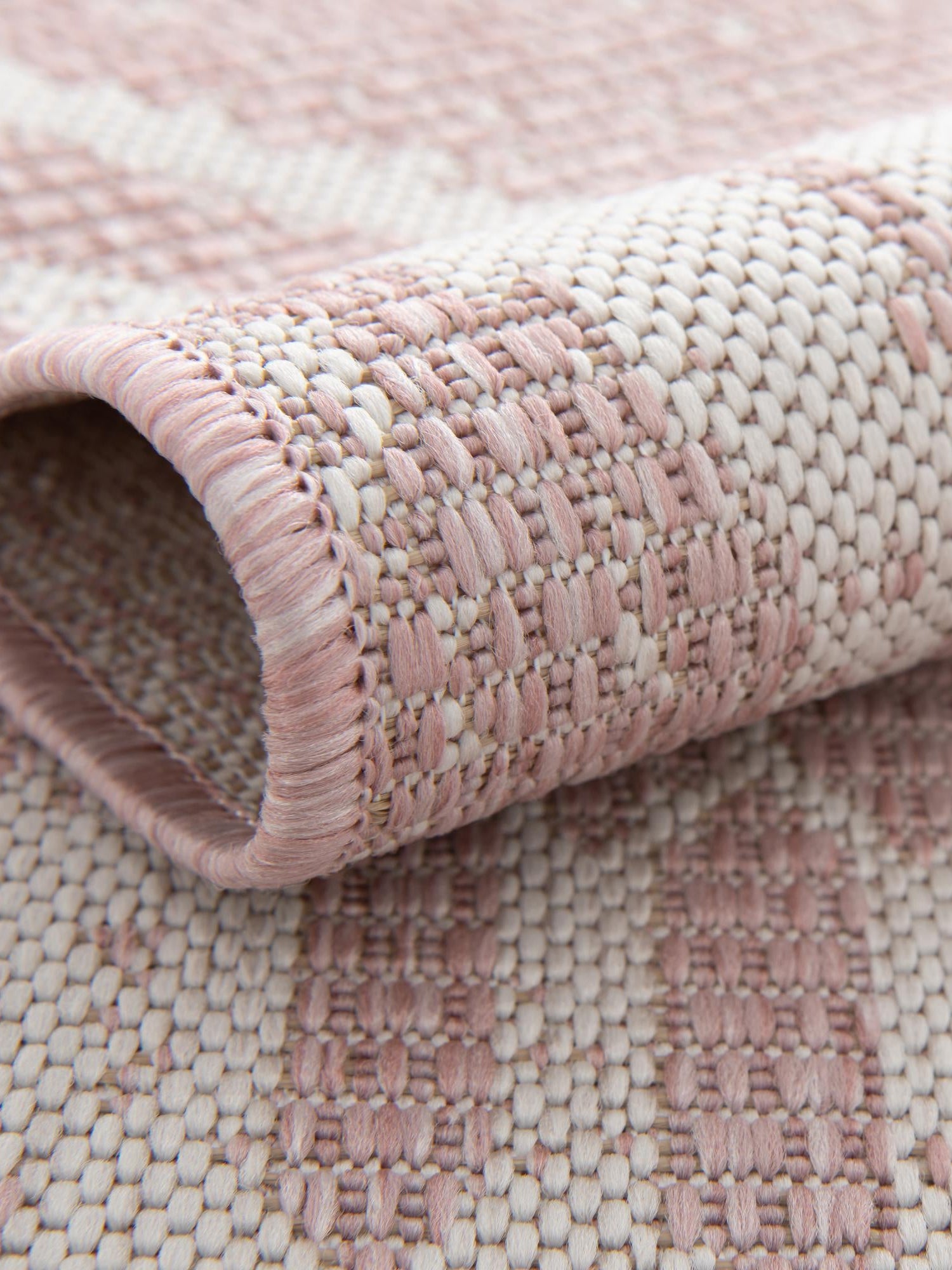 Pink 7' 1 x 7' 1 Outdoor Bohemian Square Area Rug Weather Resistant for Patio, Deck, Terrace, Balcony, Porch 100% Polypropylene Boho Carpet Mat for Sale at Rug Engine