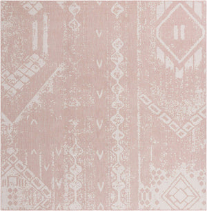 Pink 10' 8 x 10' 8 Outdoor Bohemian Square Area Rug Weather Resistant for Patio, Deck, Terrace, Balcony, Porch 100% Polypropylene Boho Carpet Mat for Sale at Rug Engine